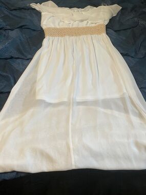 Charlies White Strapless Dress — Soft Satin Finish